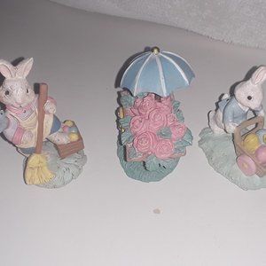 2-Midwest Importers bunnies and a rose cart.